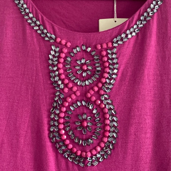 NWT Boden Long Sleeve Embellished Tee Shirt in Mulberry - Size 10 - Picture 2 of 10